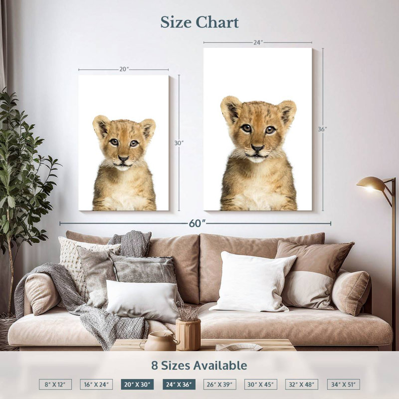 Adorable bébé lion Brampt, H 36 po x l 24 po