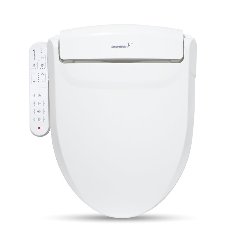 SmartBidet SB-2000WE Electric Bidet Toilet Seat with Heated Seating, Warm Air Dryer, Temperature Control Wash, and Control Panel, Round Seating