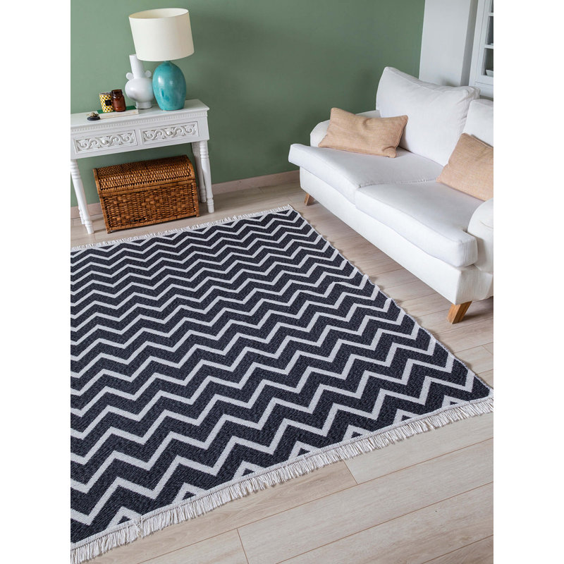 Rayshad Chevron Cotton Machine Made Indoor / Outdoor Area Rug, Rectangle 1'11" x 3'3"