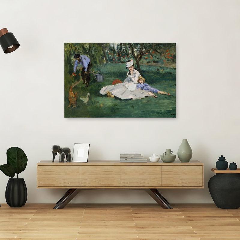 The Monet Family In Their Garden At Argenteuil, 1874 Abstract Contemporary Landscape Portrait Wall Art Print