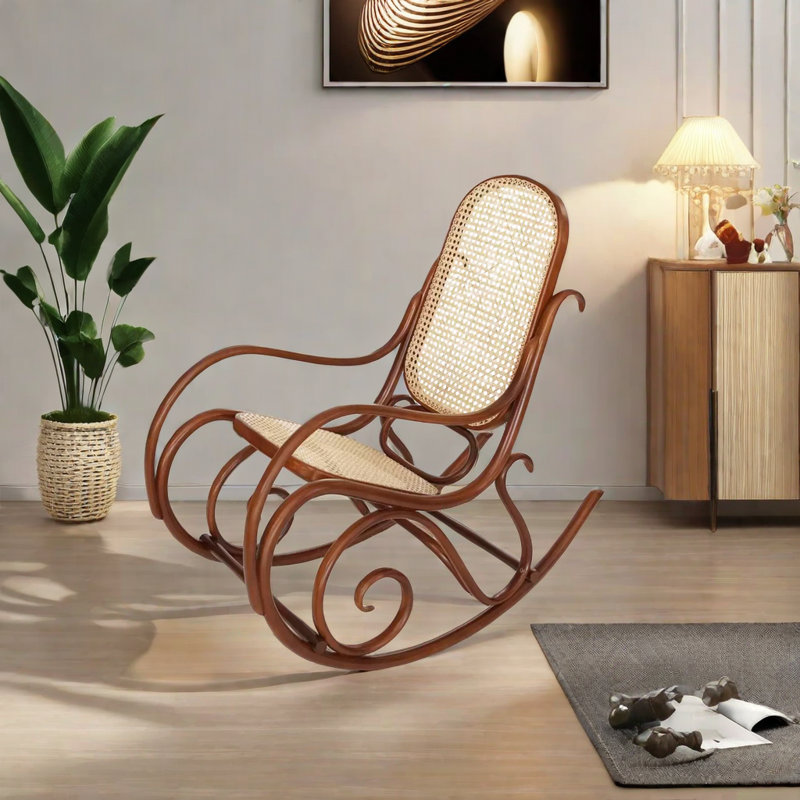 Chaise berçante Casual, Brun foncé