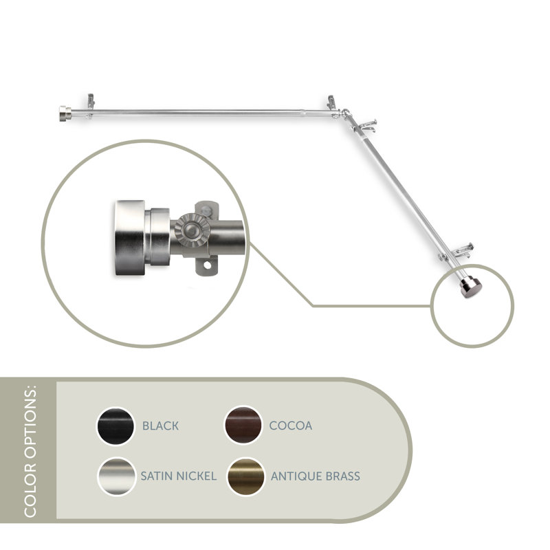 Tringle à rideaux simple Lyndhurst, 120 po à 170 po, Nickel satiné