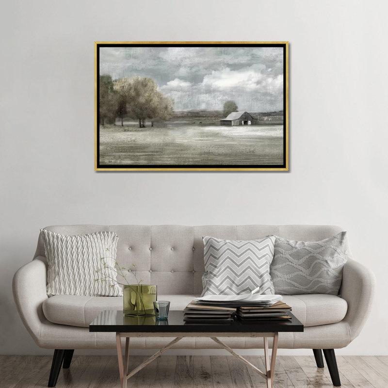 " Country Quiet " by Nan, 32" H x 48" W x 1.5" D, Gold Framed