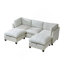 Canapé modulaire 96,5 po pour salon, canapé rembourré en chenille souple avec rangement, canapé 3 places avec deux repose-pieds en forme de U-963632626