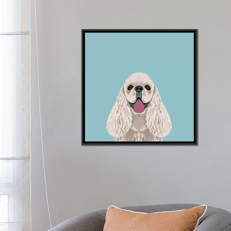 Cocker Spaniel, impression sur toile tendue, H 26 po x l 26 po x P 1,5 po, Toile encadrée noire, Pas de tapis