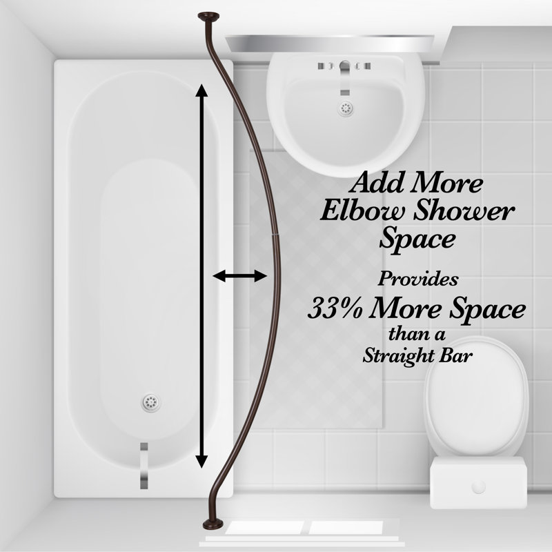 Tringle courbée fixe pour rideau de douche 72 "Espanola, Bronze huilé