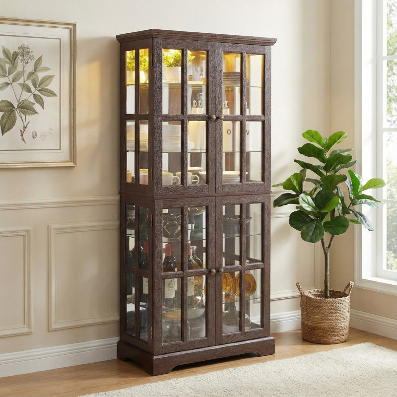 Vaisselier avec portes en verre Cherry, Cerisier