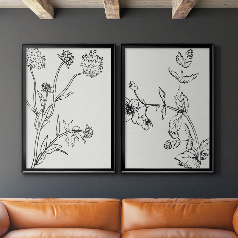 «Botanical Study I», toile encadrée de qualité supérieure - prête à être accrochée, Noir, H 24,5 po x l 37 po x P 1,25 po