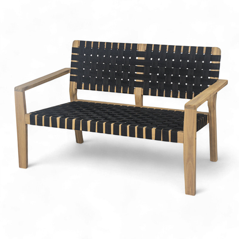 Causeuse de patio en bois d'acacia Melvin, Noir / teck clair