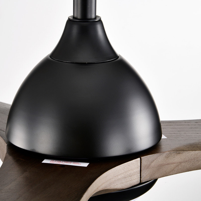 Ventilateur de plafond avec lumière et télécommande, moteur à courant continu réversible à 6 vitesses, Noir mat, Brun
