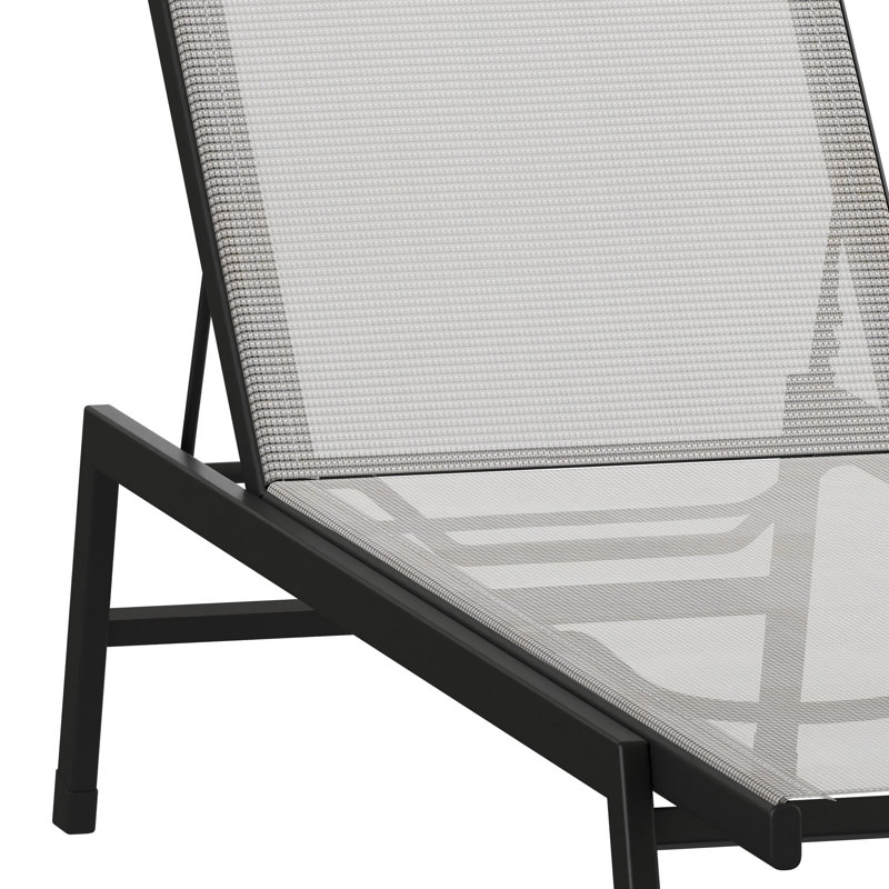 Aubrette All-Weather PVC-coated polyester Adjustable Reclining Chaise Lounge Chair, Gray