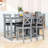 5Pcs Dining Set with Counter Height Table, 4 Upholstered Chairs and Built-In Storage Shelves-1874736986