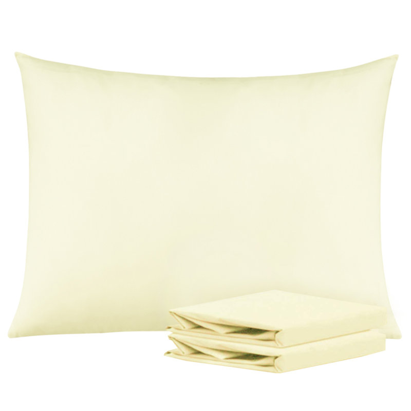 Taies d'oreiller de lit, 1800 taies d'oreiller en microfibre brossée avec fermeture à enveloppe - NTBAY, Ivoire, Standard
