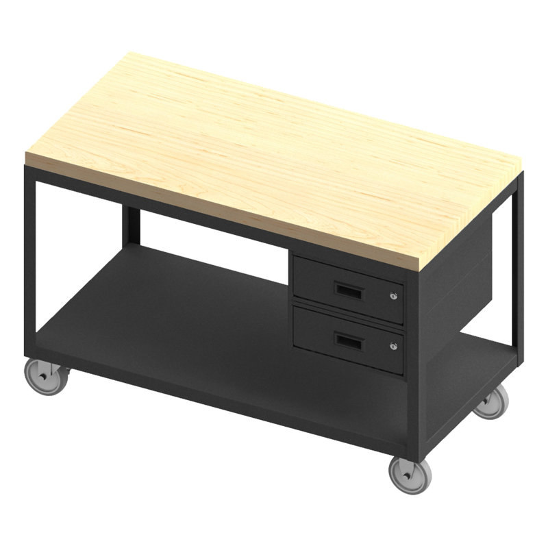 Ferndown Wood Top Workbench with Wheels, 31.81" H x 60.25" W x 30.25" D