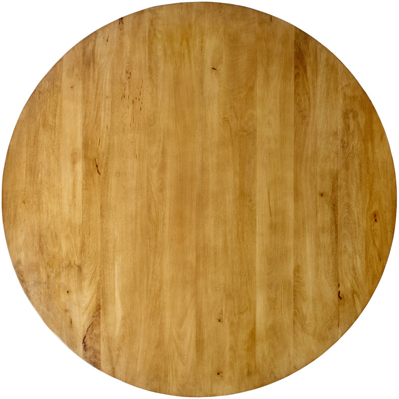 Mooney Round Mango Wood Dining Table with Ribbed Edges