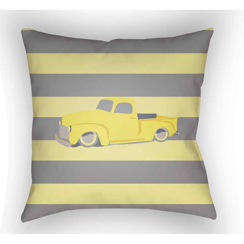 Littles Car Throw Pillow, 20" H x 20" W x 1" D, Navy/White