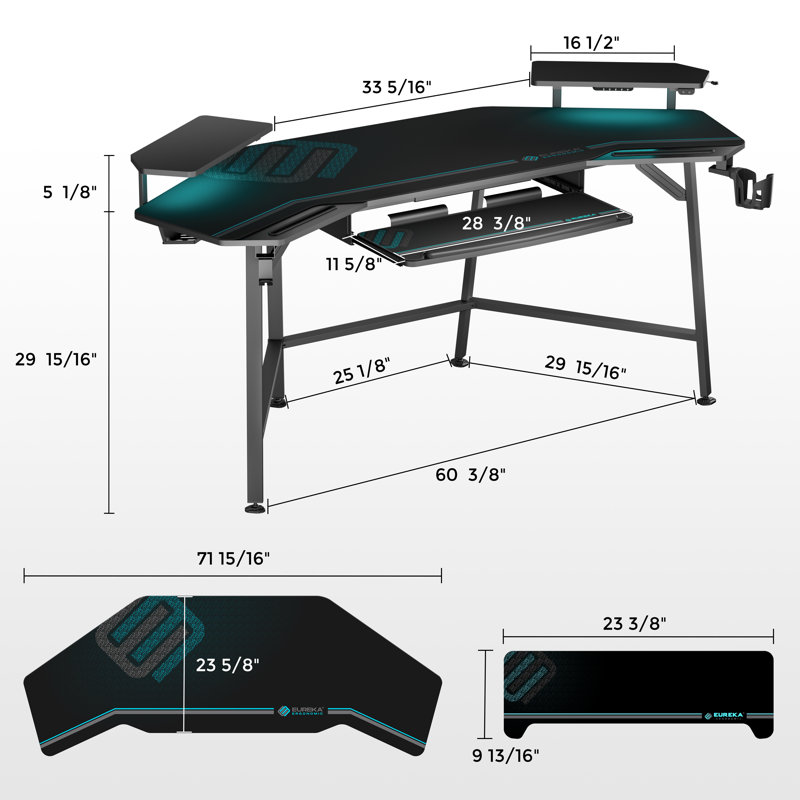 Inbox Zero Mariandi 72" Studio Desk with Keyboard Tray, Black