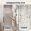 Porte de douche à charnière pivotante sans cadre en chrome avec verre transparent