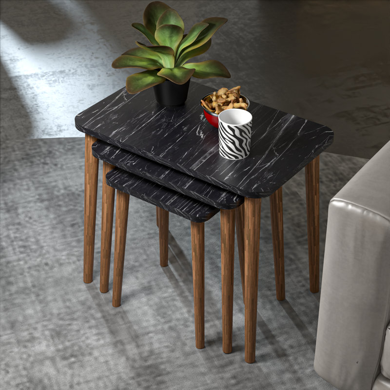 Nyda Nesting Tables, Black Marble