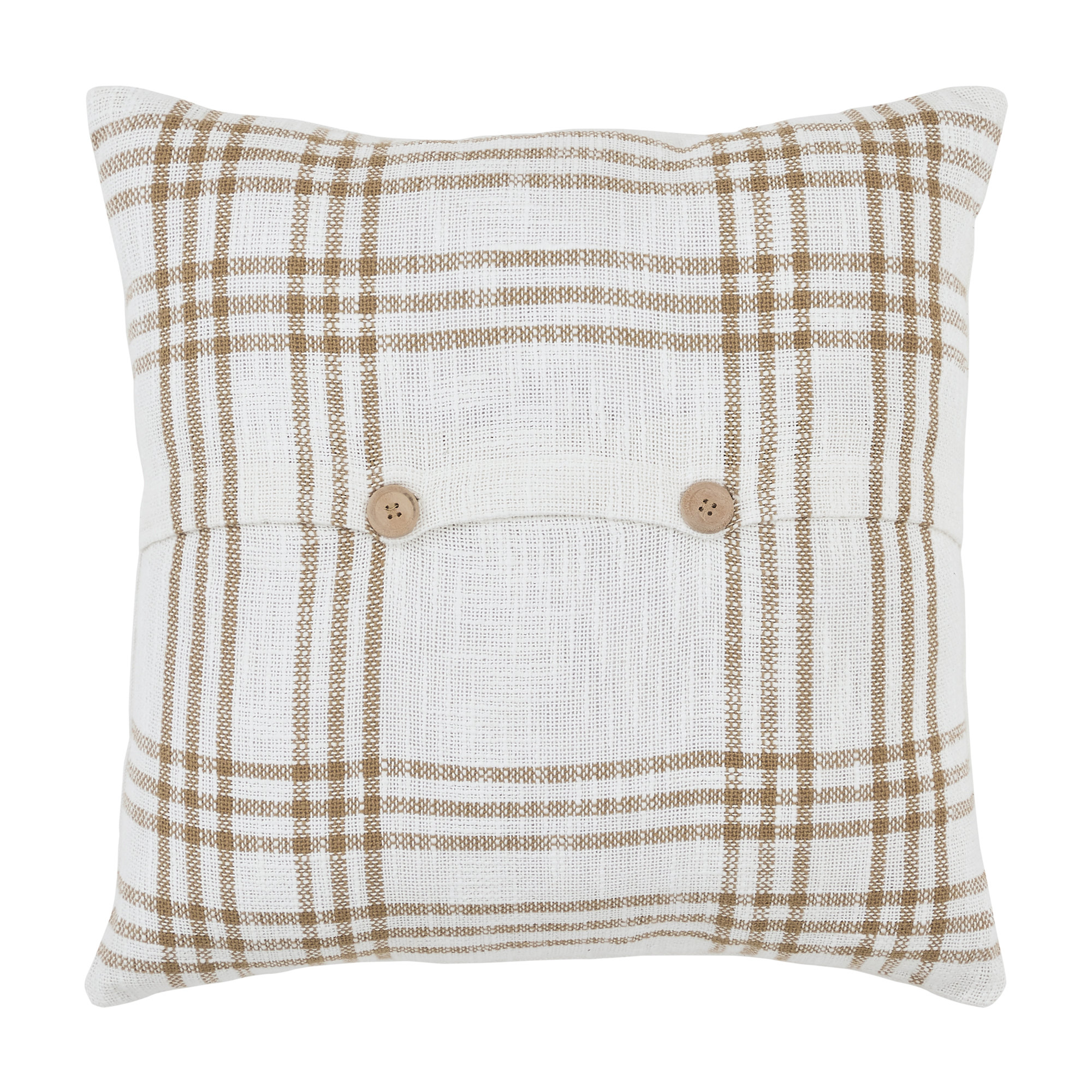 Attica Buttons Cotton Throw Pillow, Golden Tan/Soft White