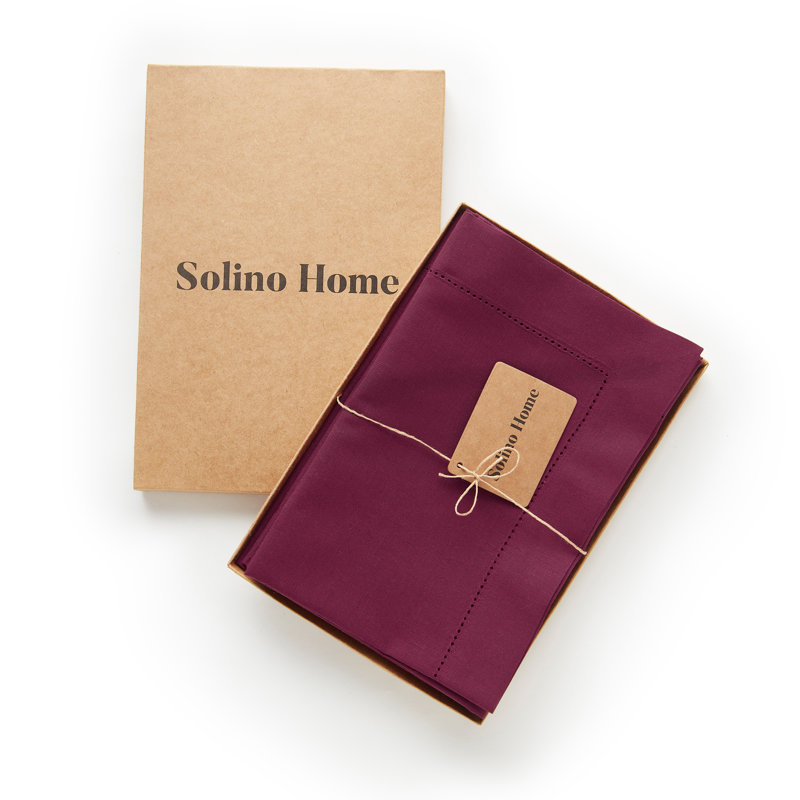 Cotton Linen Hemstitch Dinner Napkins, Merlot
