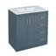 Ensemble de meuble-lavabo 30 po avec lavabo en céramique, armoire de rangement en bois massif, ensemble de meuble-lavabo autoportant avec 3 tiroirs et portes à fermeture douce-1150806355