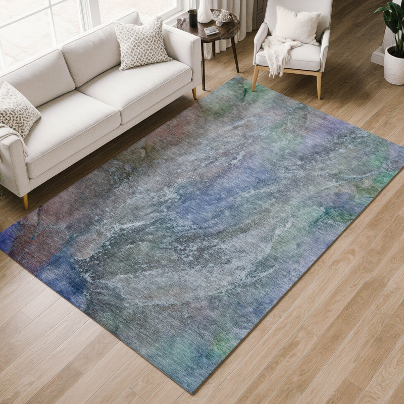 Tapis abstrait intérieur / extérieur lavable à la machine Mattis ACN2307, Rectangle 10 pi x 14 pi