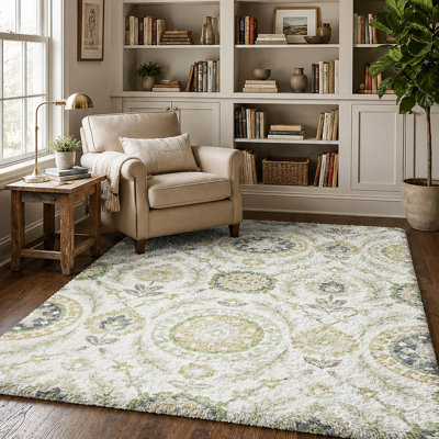 Shag Washable Floral Indoor Rug