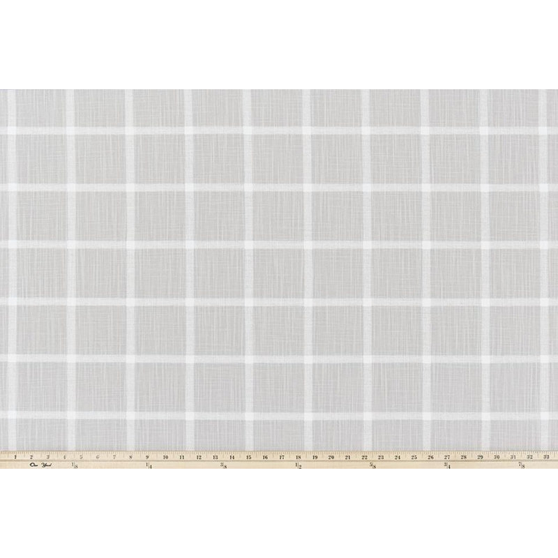 French light grey checkered slub canvas curtains, L 72 po x L 50 po