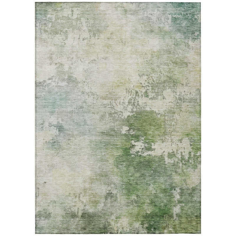 Tapis intérieur lavable abstrait vert artichaut 8 pi x 10 pi