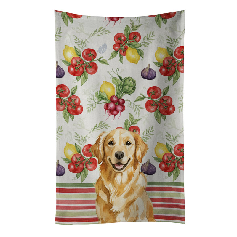 Golden Retriever Vegetables Kitchen Towel, Golden Retriever