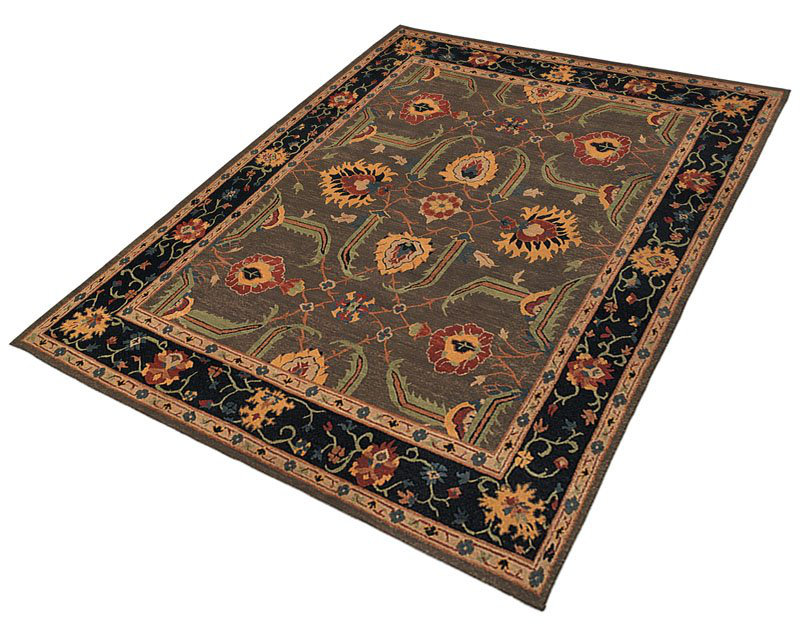 Kilkenny Wool Oriental Area Rug in Brown/Red/Black, Rectangle 8' x 10'