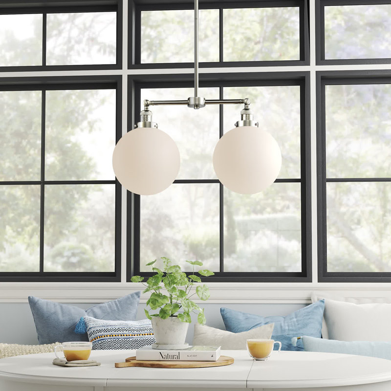 Lustre unique à 2 lumières Clermont, Ampoule non incluse, Nickel poli