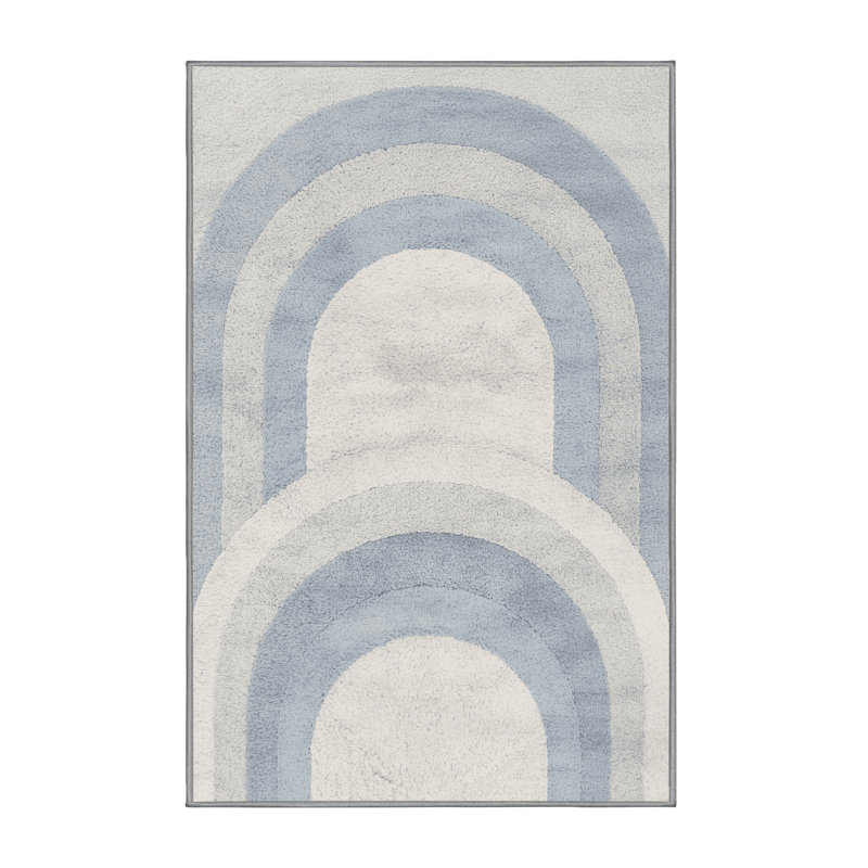 Soft Plush Fiqueroa Easter Modern & Contemporary Abstract Area Rug in Gray – Gray Binding, 6x9