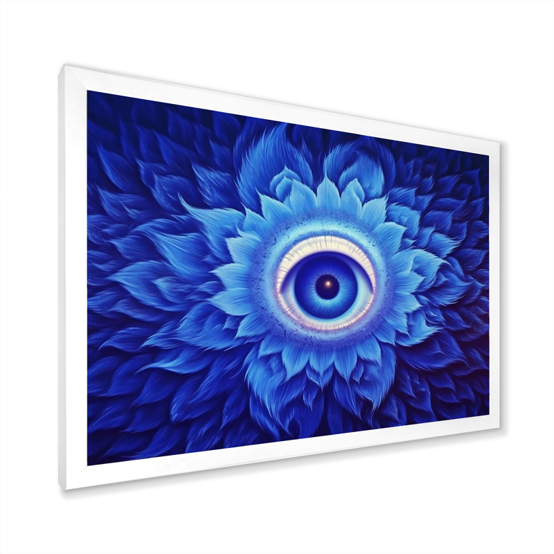 Vishuddhi Vision, œil du troisième chakra, H 16 po x l 32 po x P 1 po, Cadre simple blanc