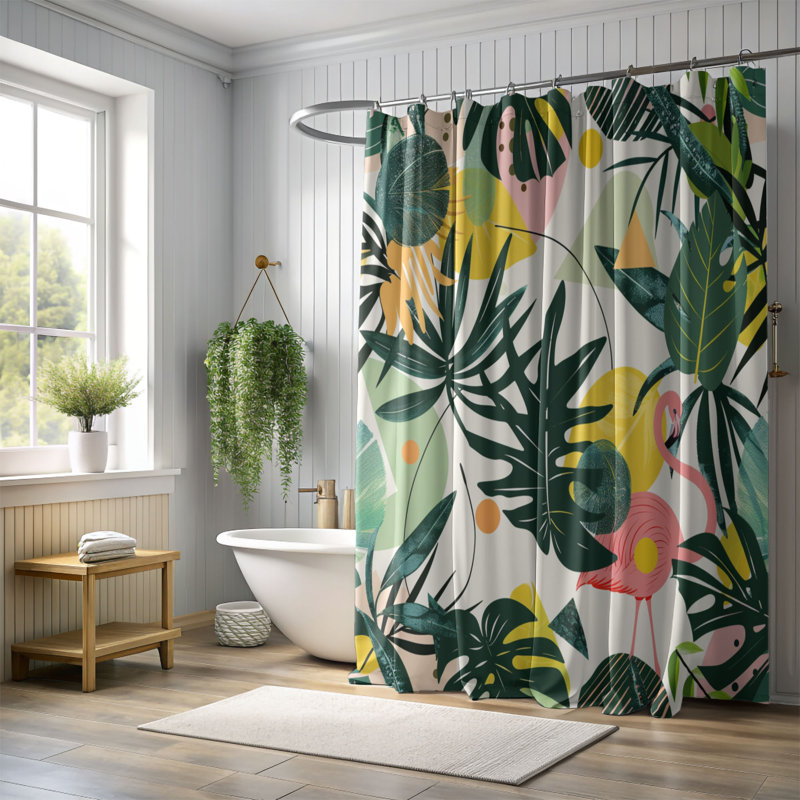 Tropic Leaves - Rideau de douche Premium, H 74 po x l 71 po, Tropic Leaves 2