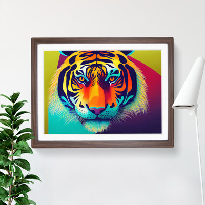 Colourful Tiger Art Abstract - Single Picture Frame Print