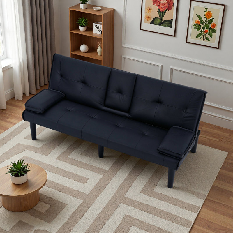 The 67-Inch PVC Multi-Functional Sofa Bed, With A Foldable And Cup Holder Design, Makes It Extremely Convenient To Turn The Living Room Into A Guest Room