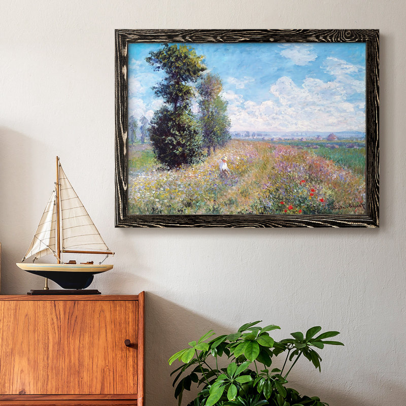 «Meadow with Poplars», 1875 - reproduction d'art sur toile simple, Noir, H 18 po x l 26 po x P 1,5 po