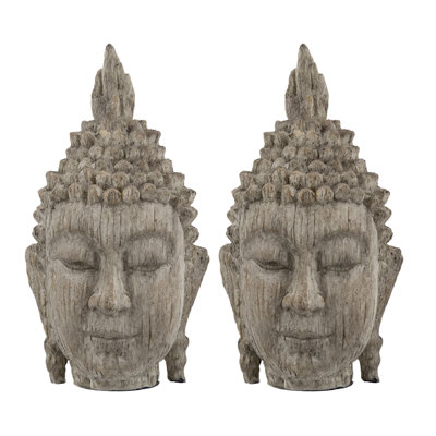 Ensemble de 2 sculptures de Bouddha méditant Todd, textures détaillées, brun, 8 pouces