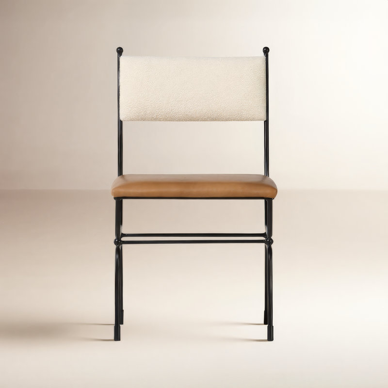 Posta Dining Chair Beige, Brown Top Grain Leather