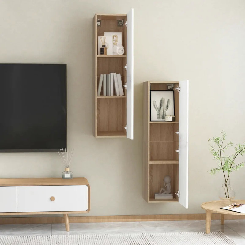 90cm H Media Cabinet, White, 90cm H x 30.5cm W x 30cm D