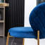 2 chaises de salle à manger rembourrées en velours bleu - chaises contemporaines incurvées et à base en métal, paire de rembourrage en mousse dense au look élégant-44956892