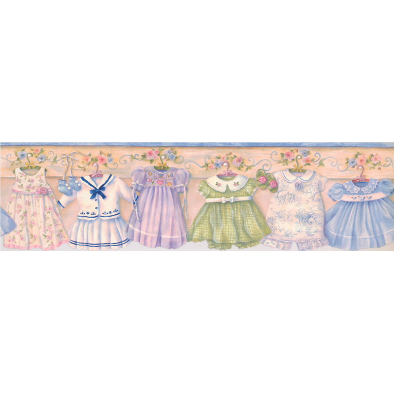 Angarano robes de bébé sur cintres sur une bordure murale rétro, Miel / bleu