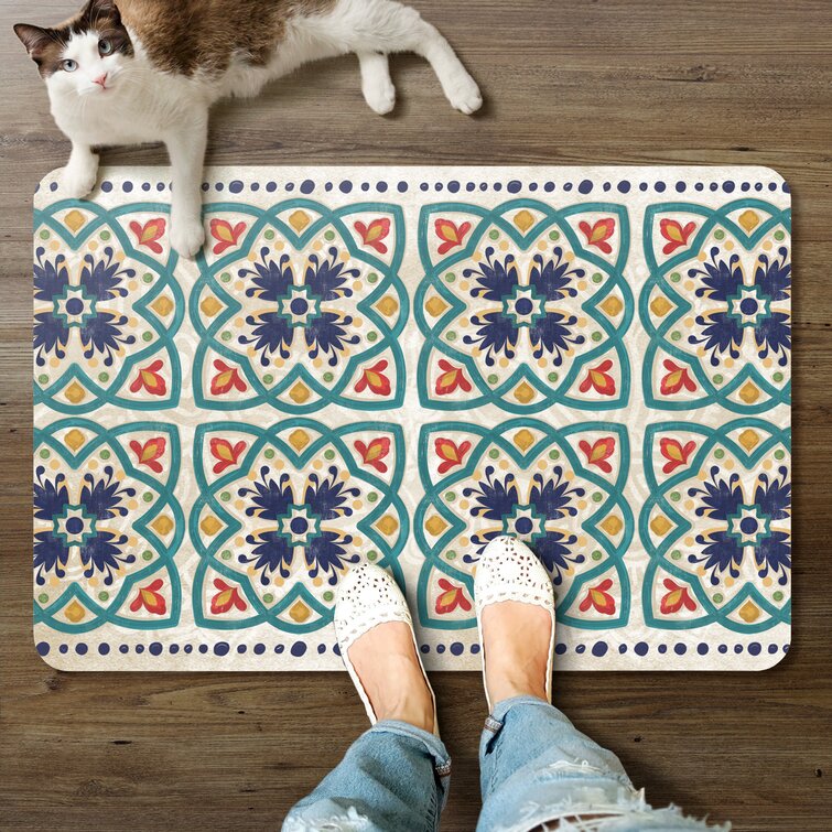 at Home Honeybloom Geometric Textilene Anti-Fatigue Mat, (20x39)