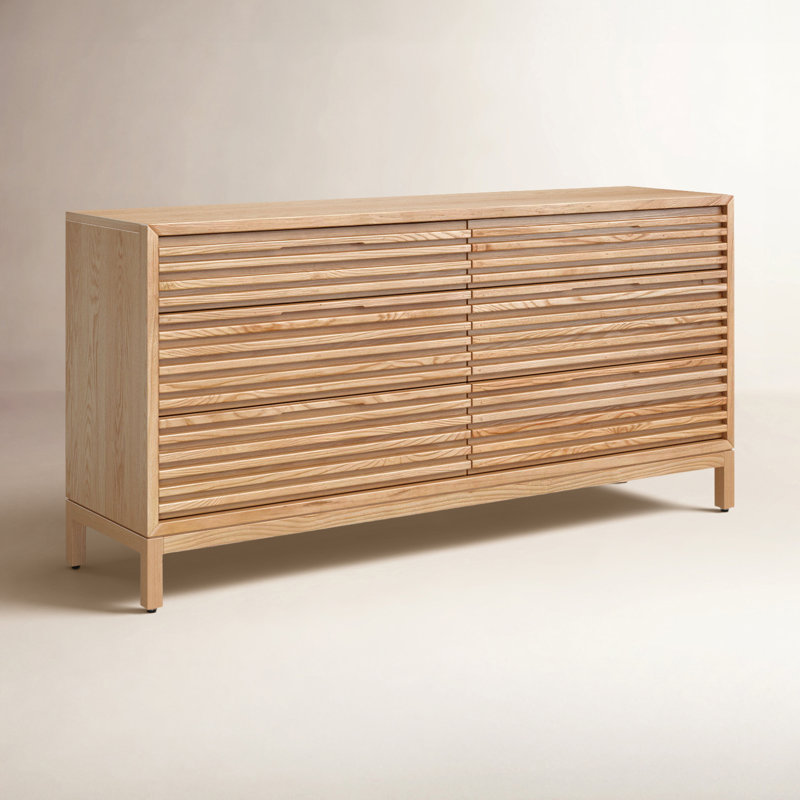 Finnian 68" W 6-Drawer Double Dresser, Light Oak