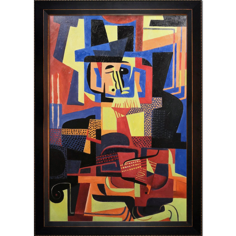 «Man with Violin» par Juan Gris, reproduction d'art sur toile encadrée, H 41 po x l 29 po x P 2 po