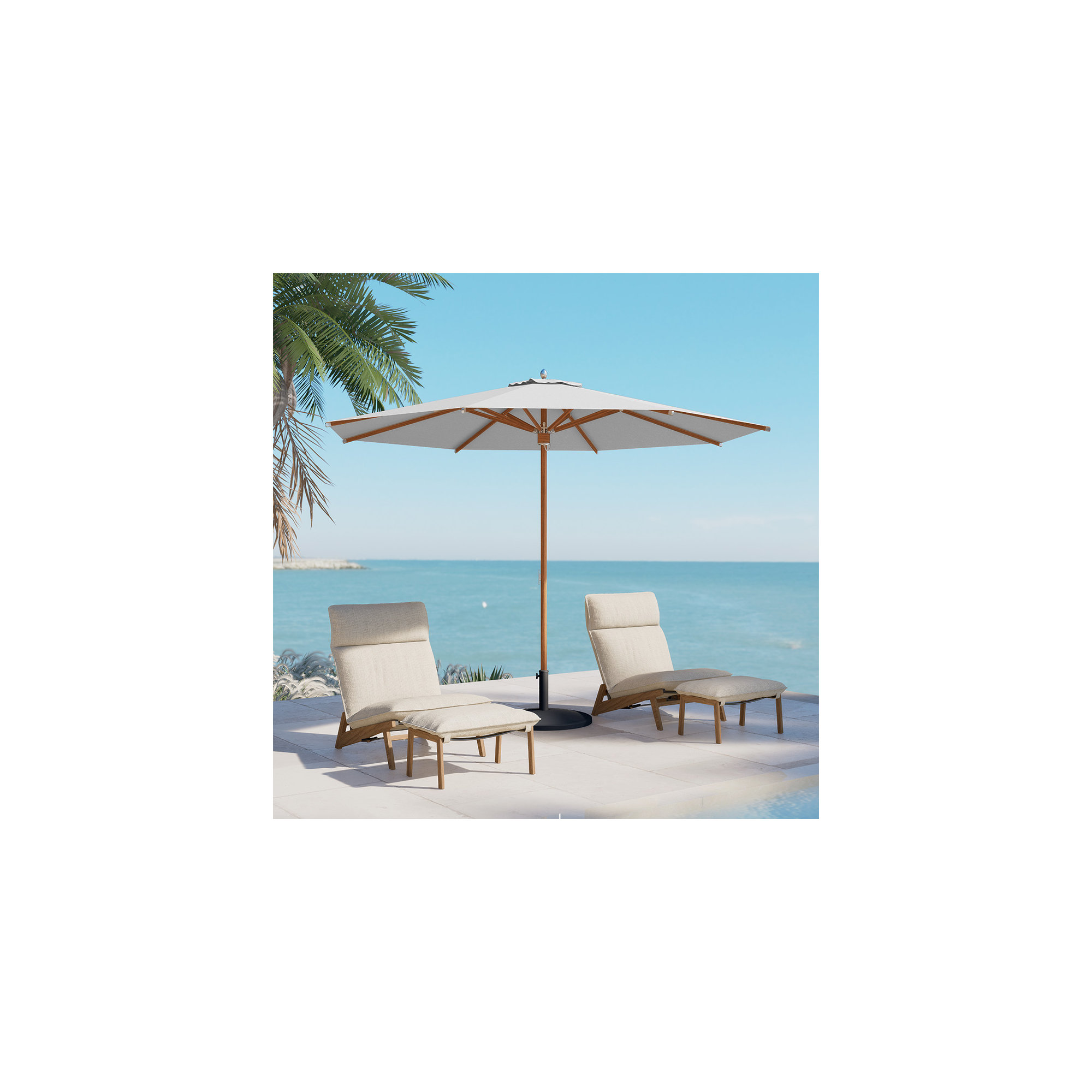 10.8Ft Sunbrella® All-Aluminum Pulley-Operated Round Umbrella, Gray