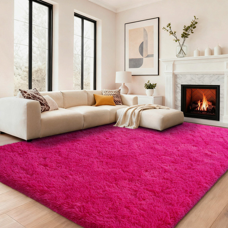 Rose-Red Non-Slip Rug Super Plush and Soft Easy to Clean and More Durable Perfect for Bedrooms, Living Rooms, Nurseries, and Dorm Rooms