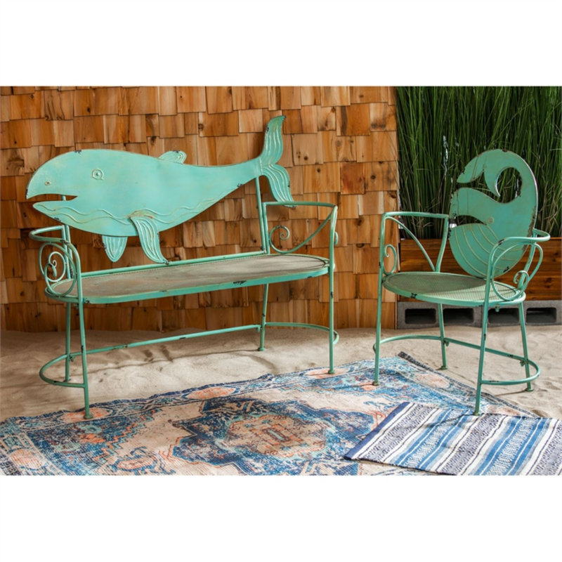 Banc de jardin en métal Wellfleet Whale